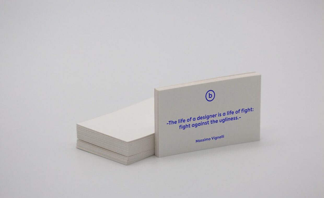 blue text on white paper